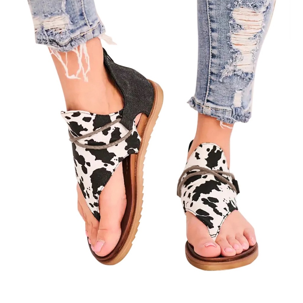 Very G: Angelika Cow Print Gladiators